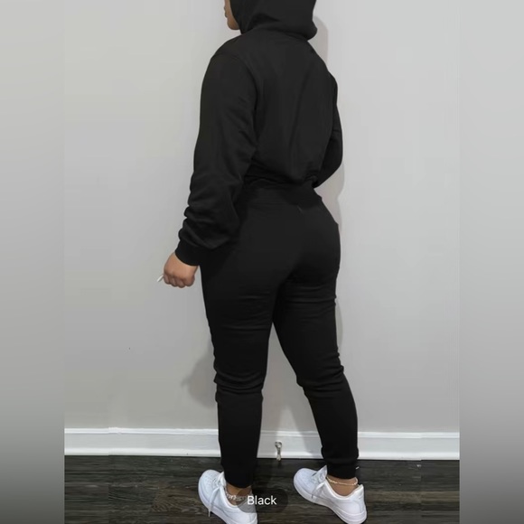 Casual Drawstring Pantsuits Two-piece Set, Loose Long Sweatpants Set - Picture 2 of 11